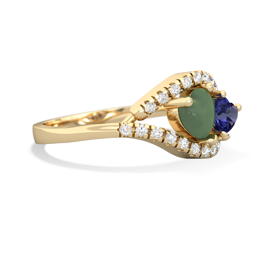 Jade Mother And Child 14K Yellow Gold ring R3010