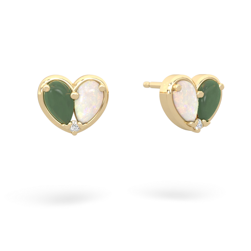 Jade 'Our Heart' 14K Yellow Gold earrings E5072