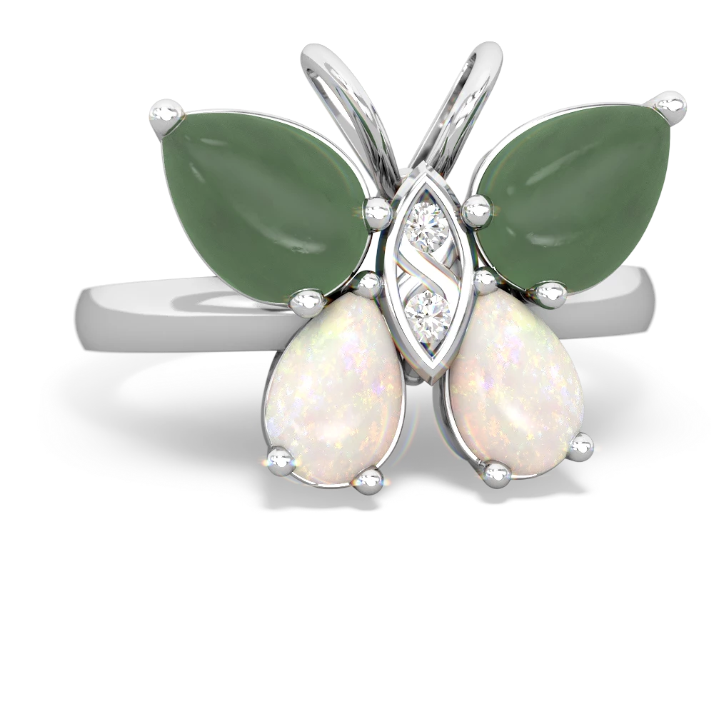 Jade Butterfly 14K White Gold ring R2215