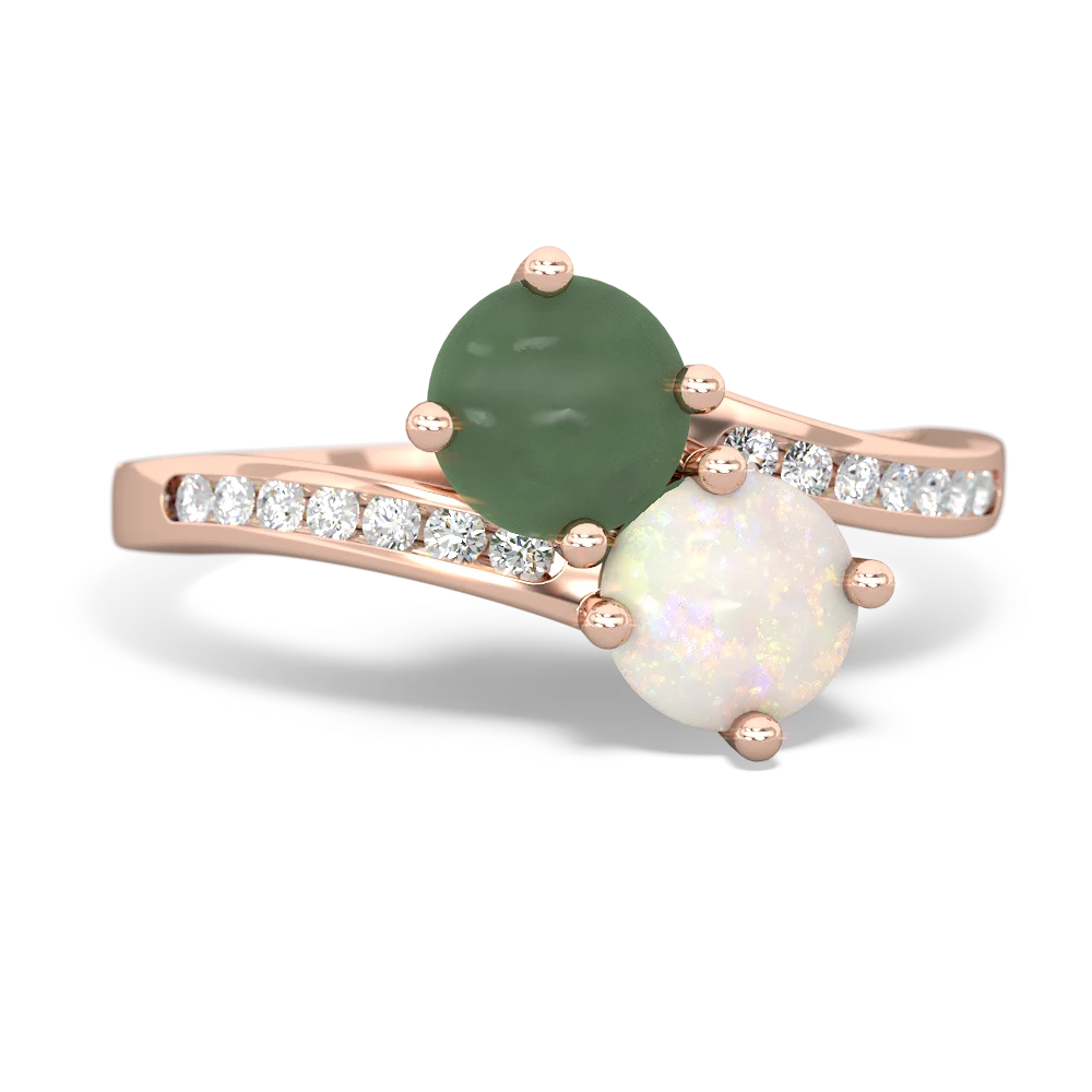 Jade Channel Set Two Stone 14K Rose Gold ring R5303