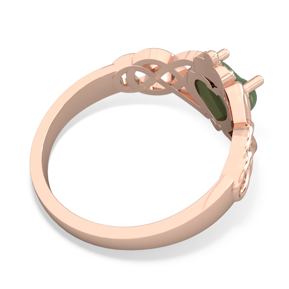 Jade Claddagh Celtic Knot 14K Rose Gold ring R2367