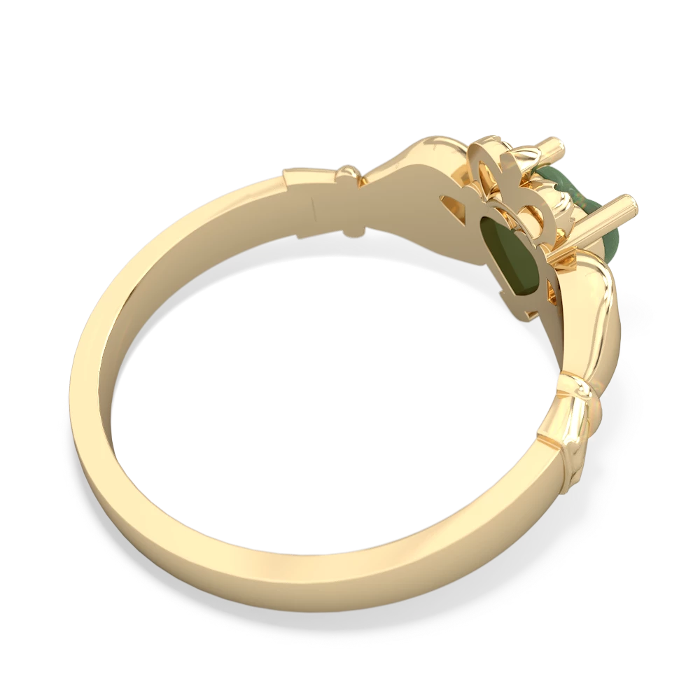 Jade Claddagh 14K Yellow Gold ring R2370