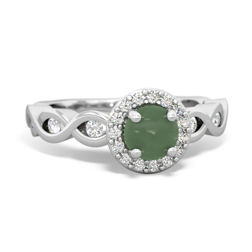 Jade Infinity Halo Engagement 14K White Gold ring R26315RH