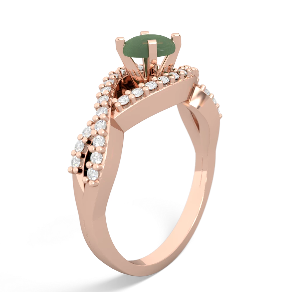 Jade Diamond Twist 5Mm Round Engagment  14K Rose Gold ring R26405RD