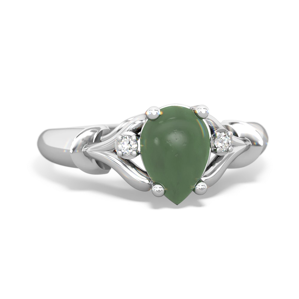 Jade Precious Pear 14K White Gold ring R0826
