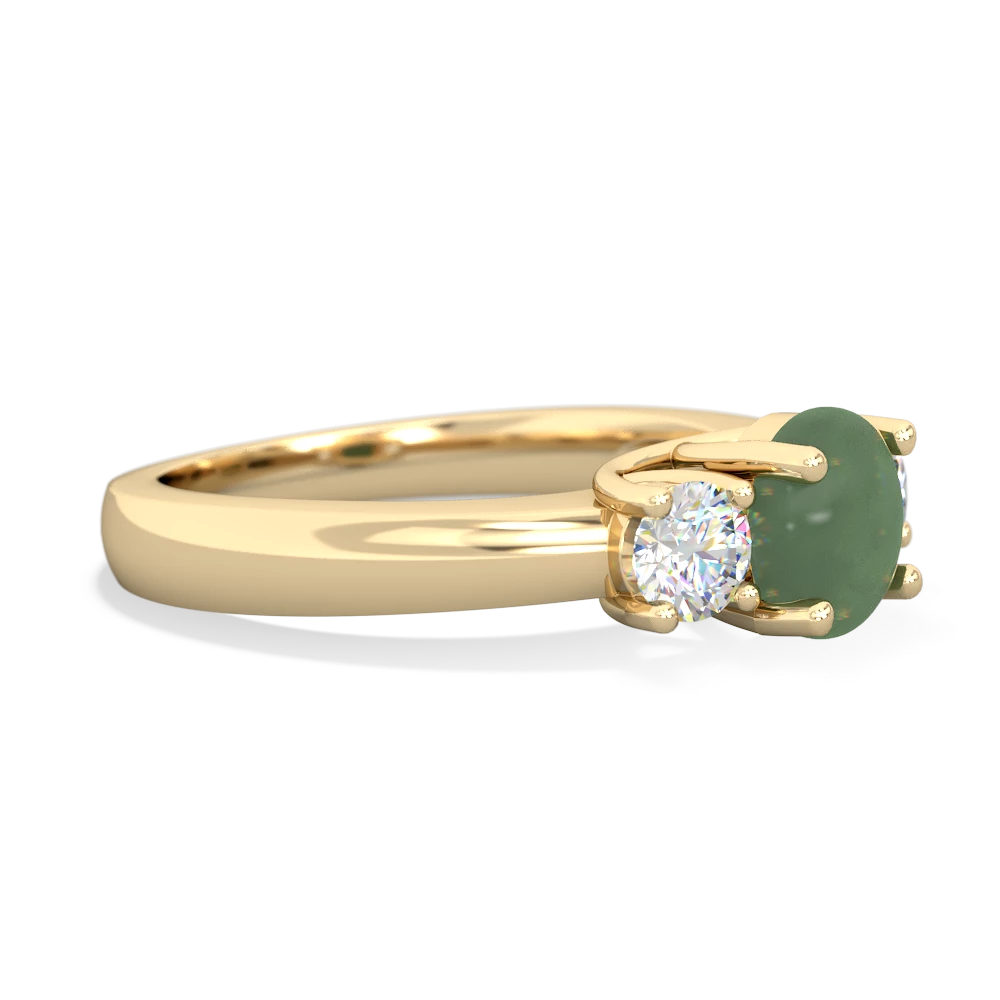 Jade Diamond Three Stone Round Trellis 14K Yellow Gold ring R4018