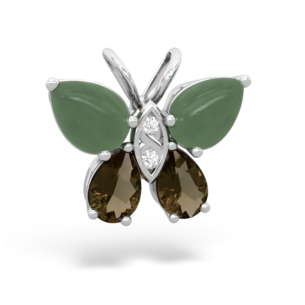 Jade Butterfly 14K White Gold pendant P2215