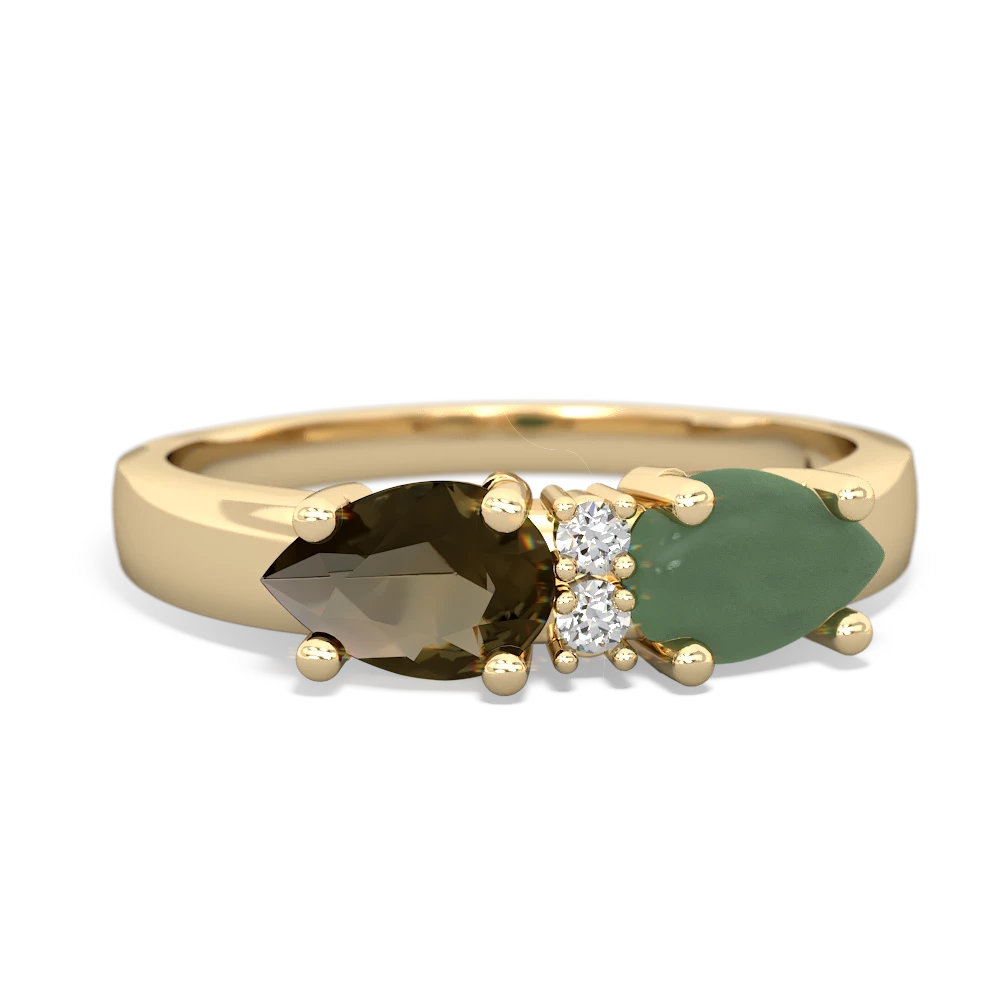 Jade Pear Bowtie 14K Yellow Gold ring R0865