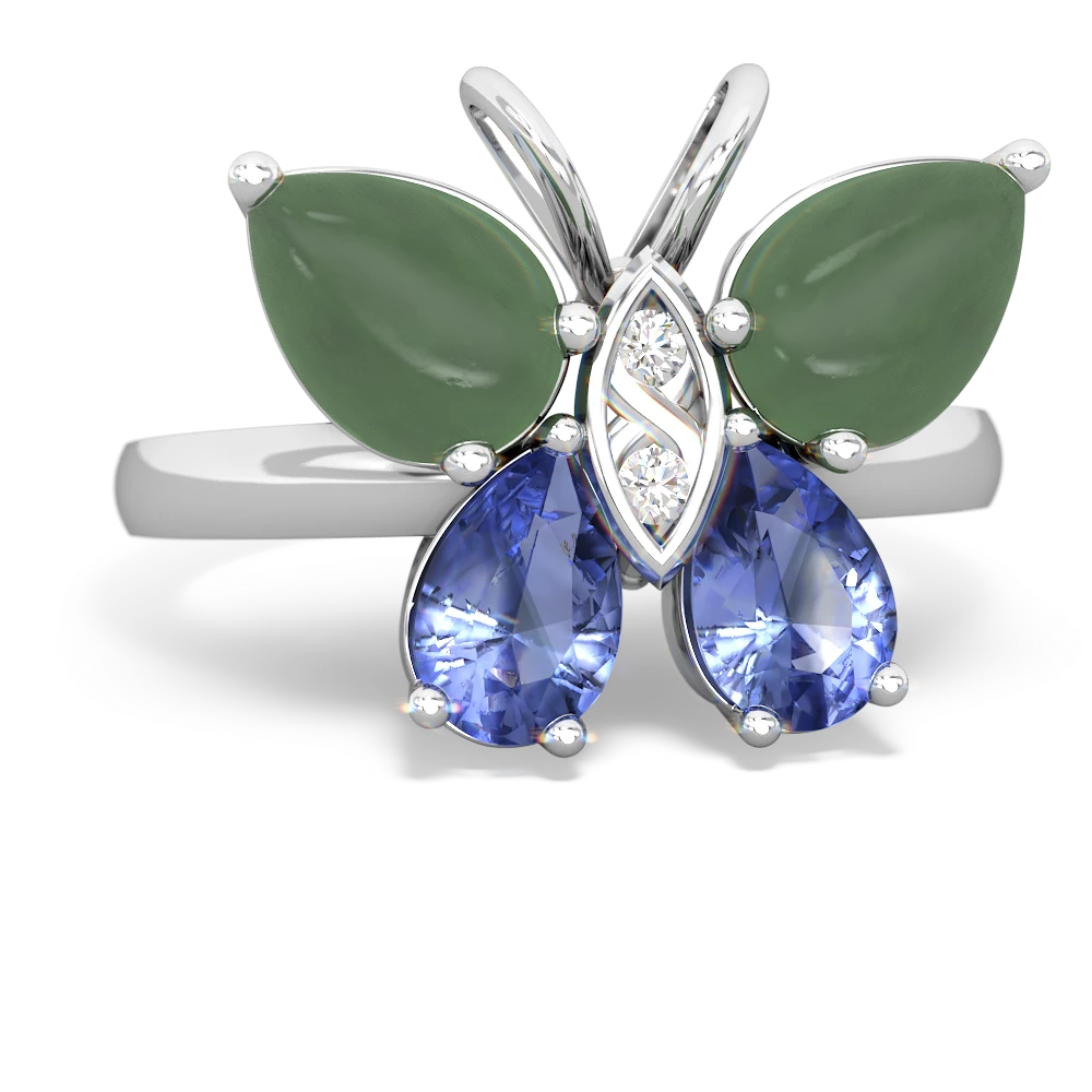 Jade Butterfly 14K White Gold ring R2215