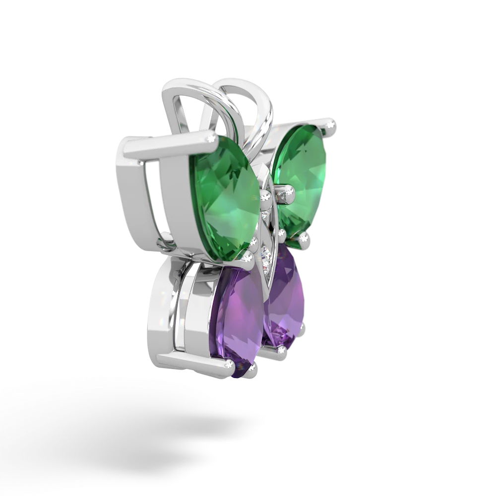 Lab Emerald Butterfly 14K White Gold pendant P2215
