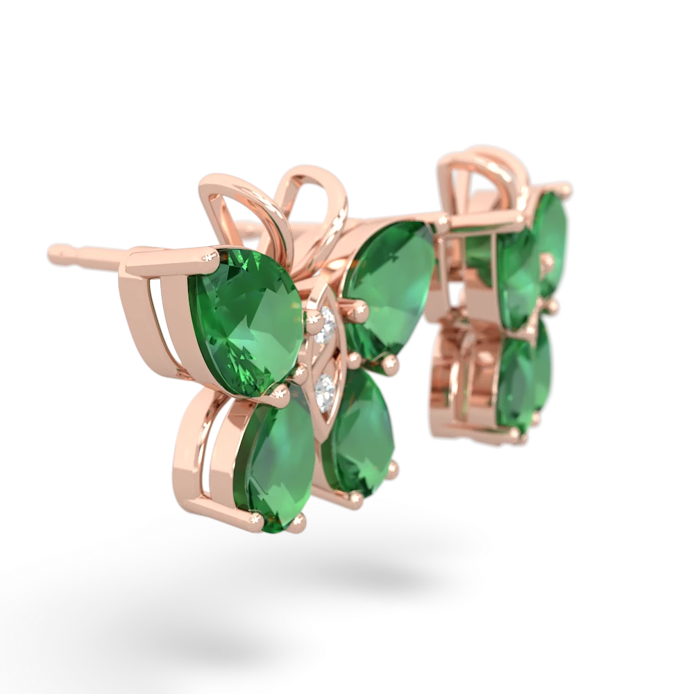 Lab Emerald Butterfly 14K Rose Gold earrings E2215
