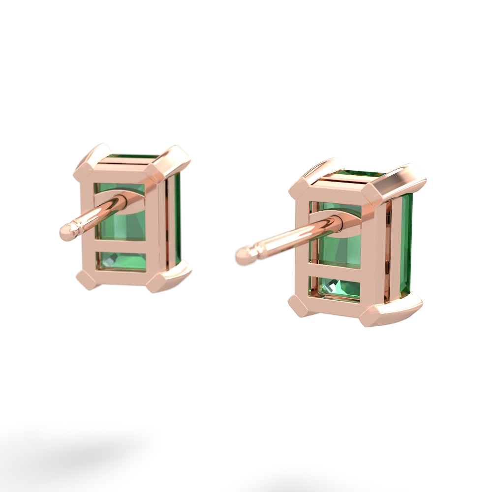 Lab Emerald 7X5mm Emerald-Cut Stud 14K Rose Gold earrings E1856