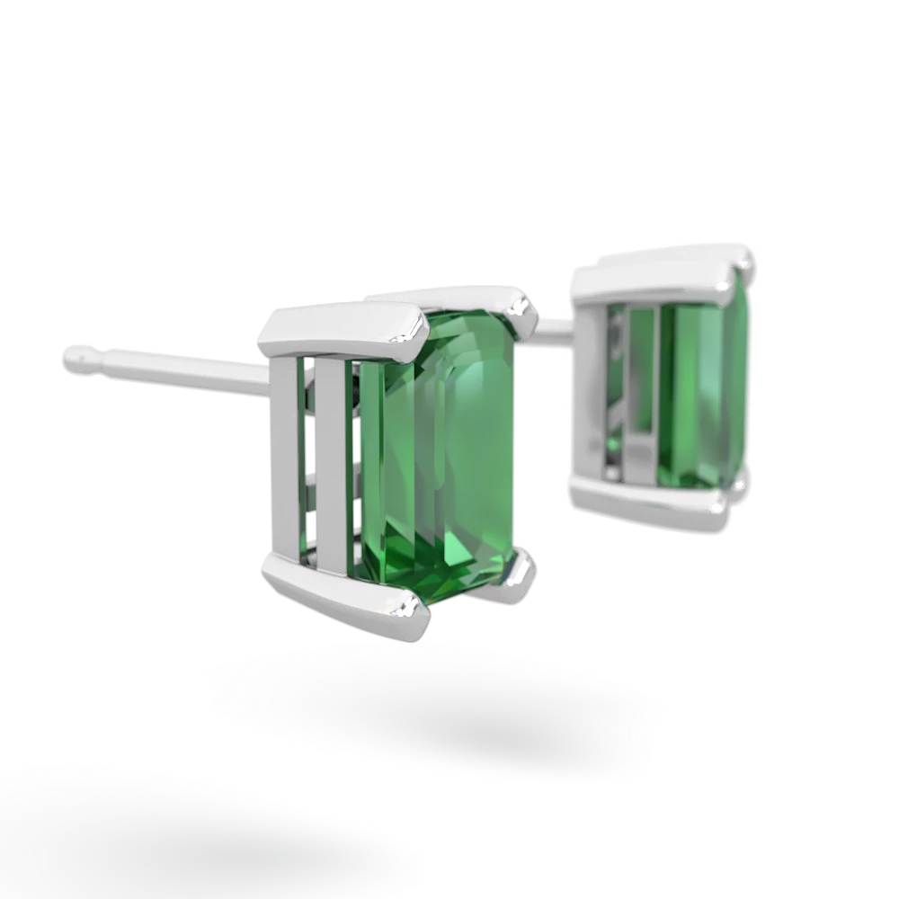 Lab Emerald 7X5mm Emerald-Cut Stud 14K White Gold earrings E1856