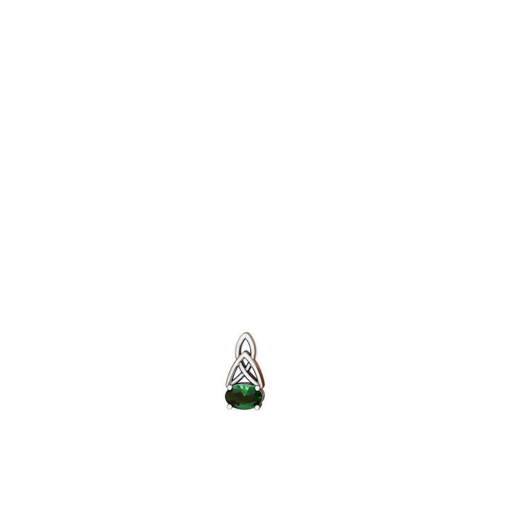 Lab Emerald Celtic Trinity Knot 14K White Gold earrings E2389