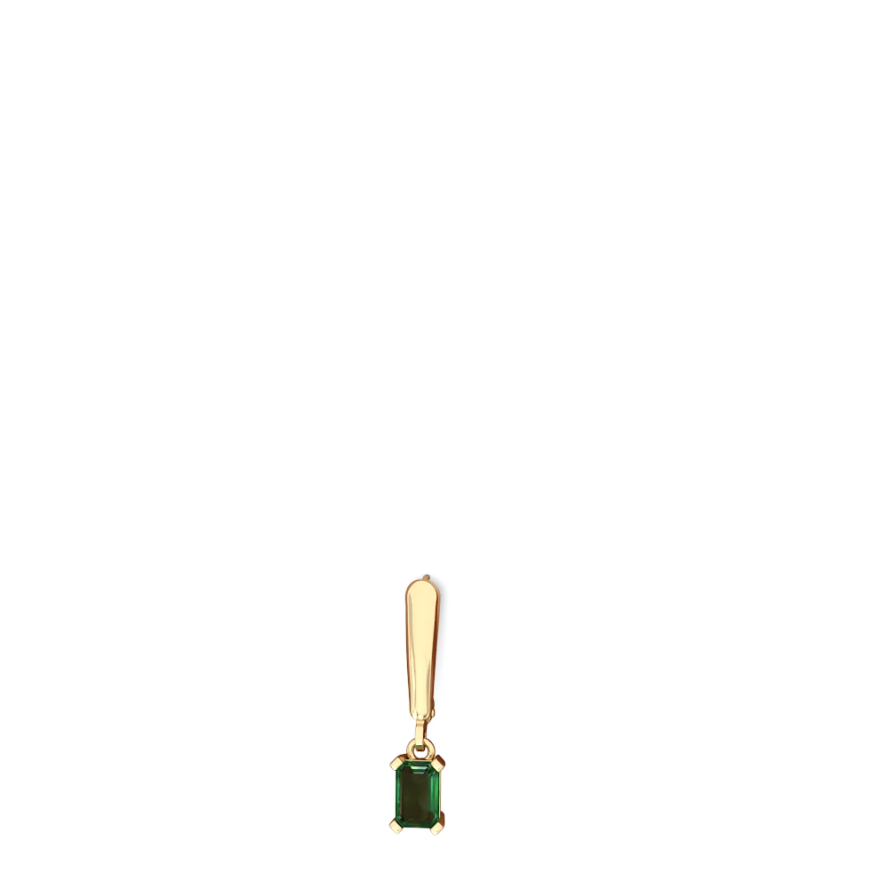 Lab Emerald 6X4mm Emerald-Cut Lever Back 14K Yellow Gold earrings E2855