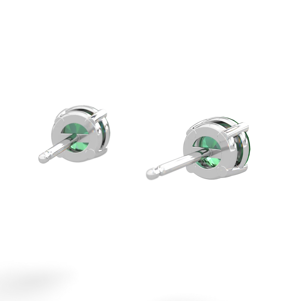 Lab Emerald 5Mm Round Stud 14K White Gold earrings E1785