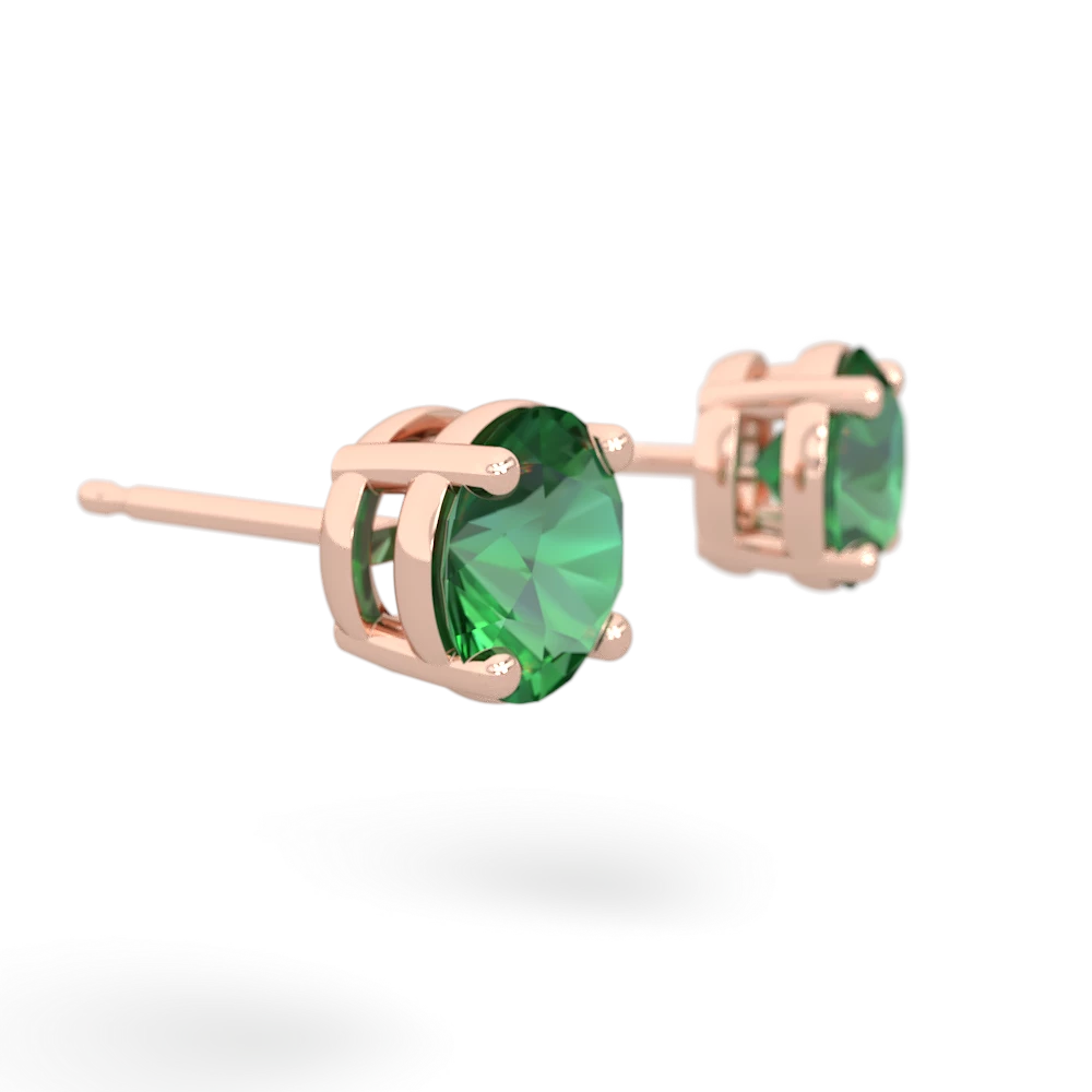 Lab Emerald 6Mm Round Stud 14K Rose Gold earrings E1786