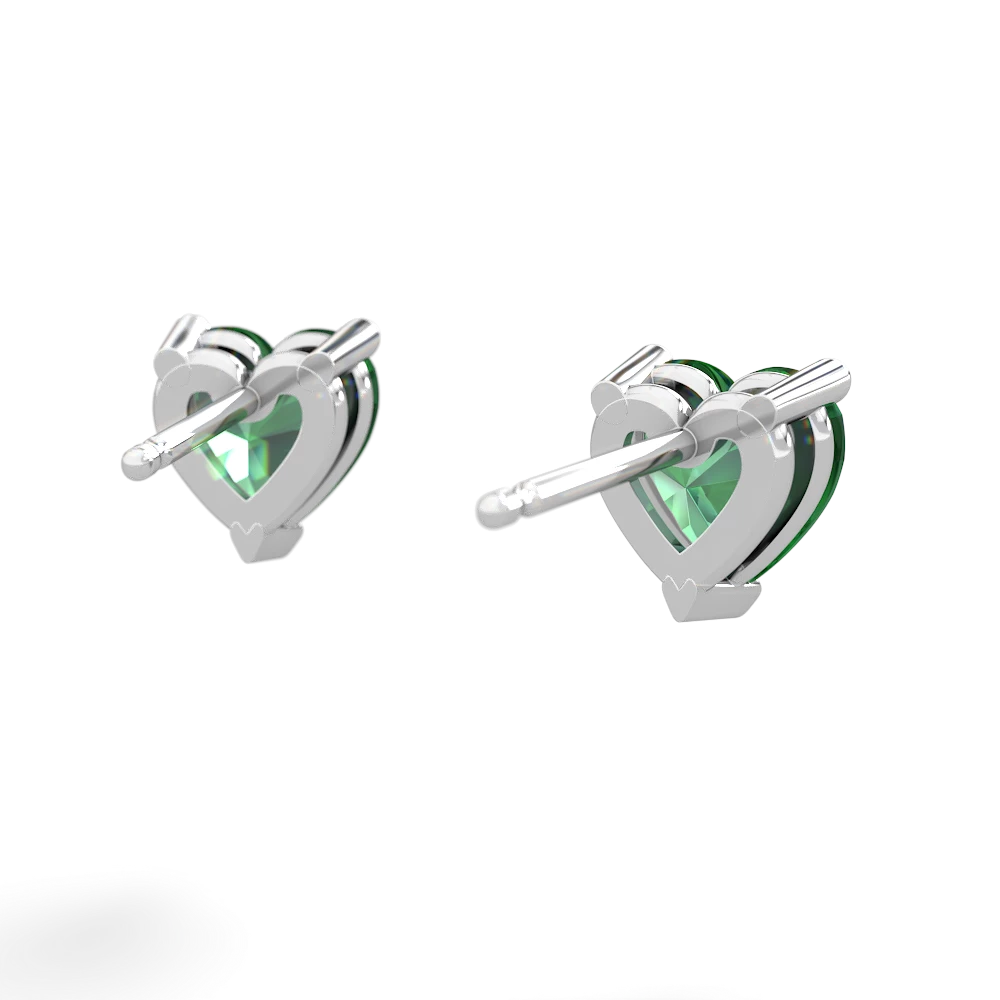 Lab Emerald 6Mm Heart Stud 14K White Gold earrings E1862