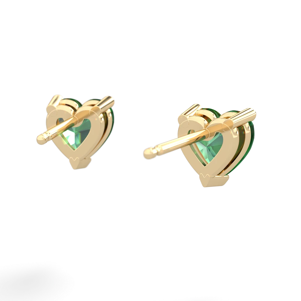 Lab Emerald 6Mm Heart Stud 14K Yellow Gold earrings E1862