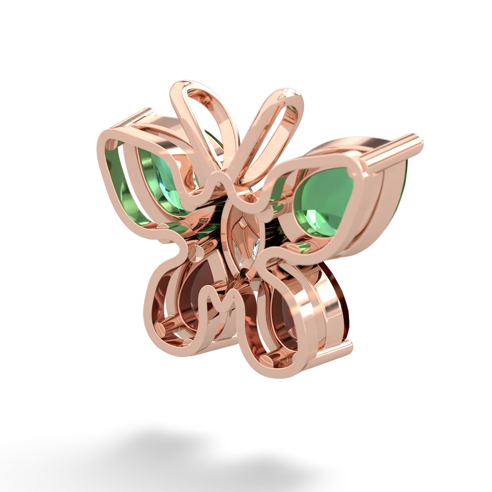 Lab Emerald Butterfly 14K Rose Gold pendant P2215