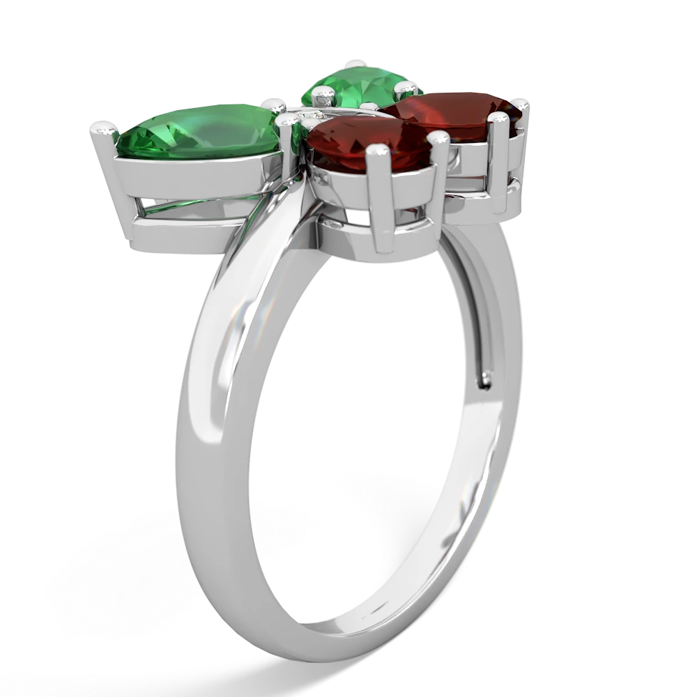 Lab Emerald Butterfly 14K White Gold ring R2215