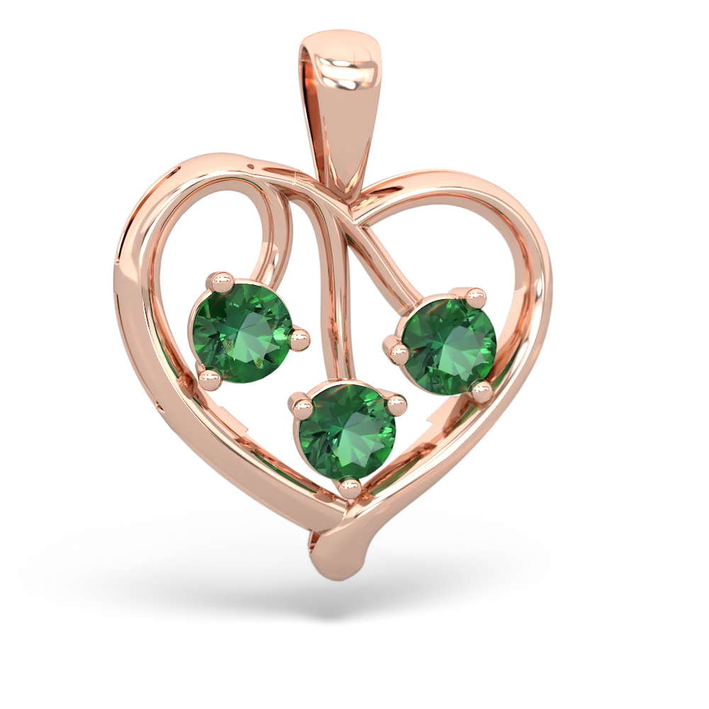 Emerald Glowing Heart 14K Rose Gold pendant P2233