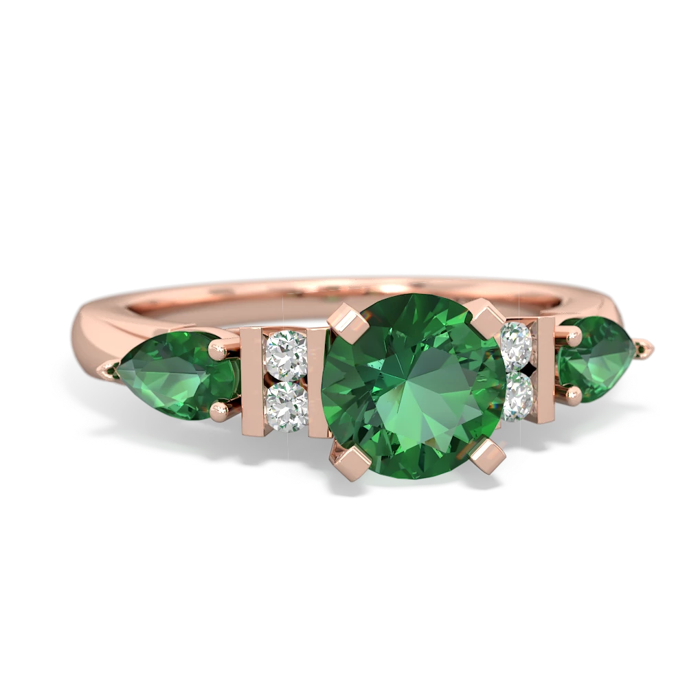 Emerald 6Mm Round Eternal Embrace Engagement 14K Rose Gold ring R2005
