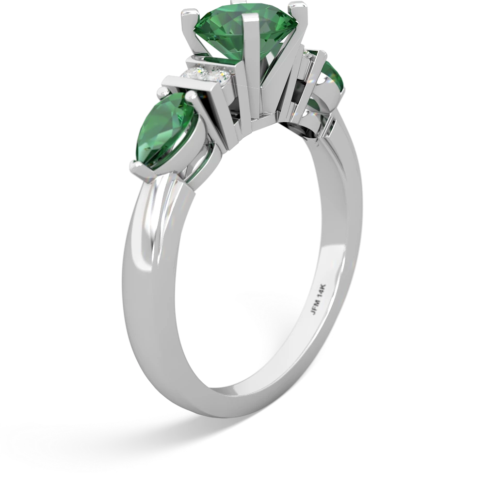 Emerald 6Mm Round Eternal Embrace Engagement 14K White Gold ring R2005