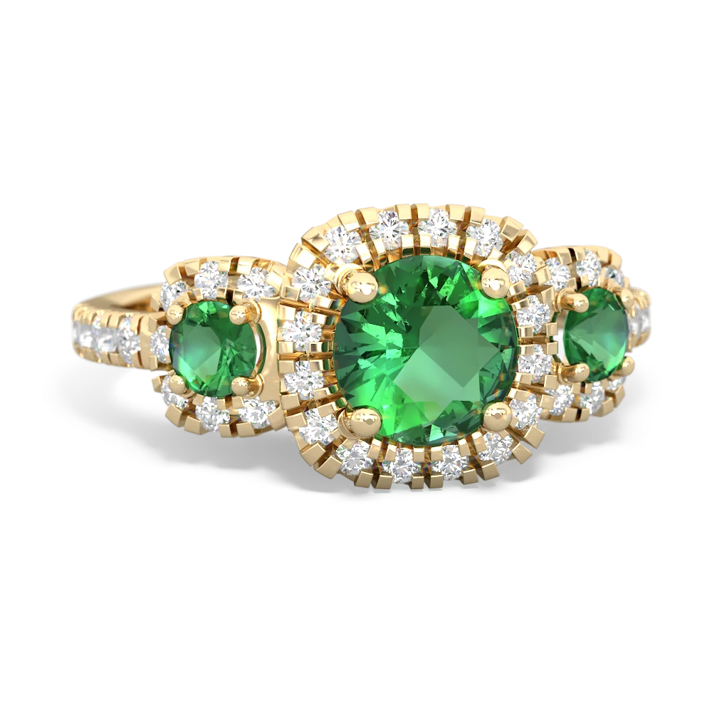Emerald Regal Halo 14K Yellow Gold ring R5350