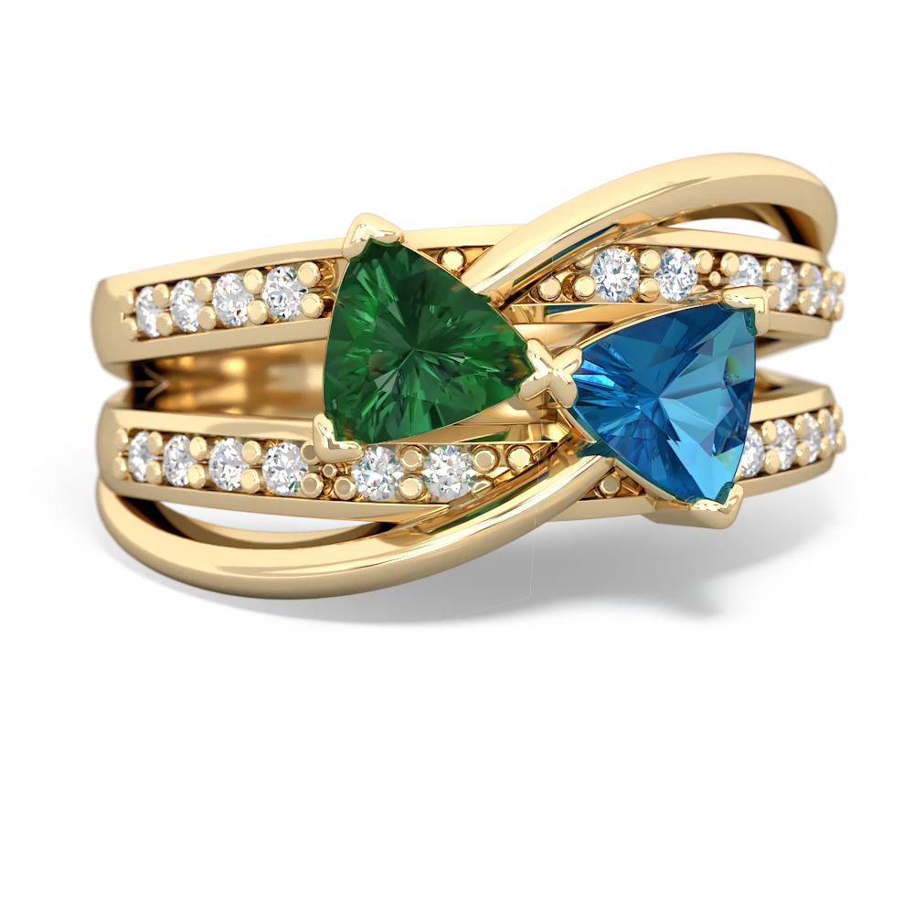 Lab Emerald Bowtie 14K Yellow Gold ring R2360