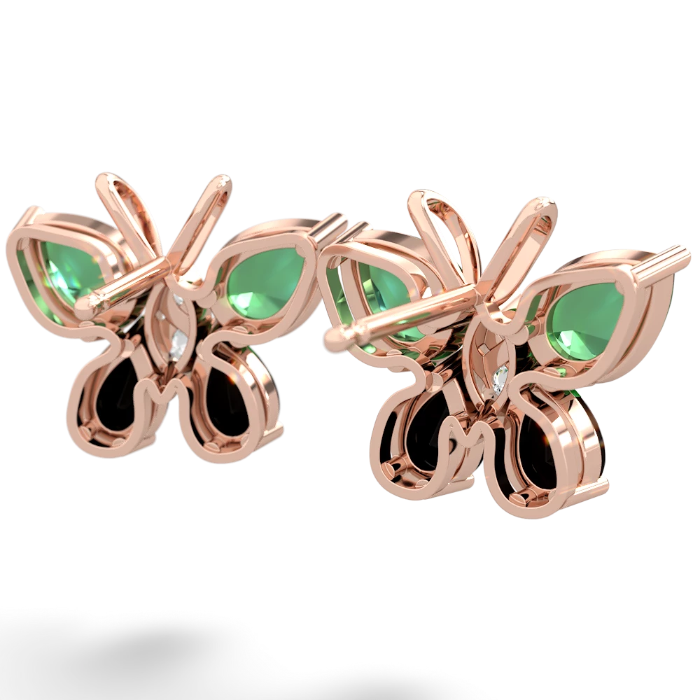 Lab Emerald Butterfly 14K Rose Gold earrings E2215