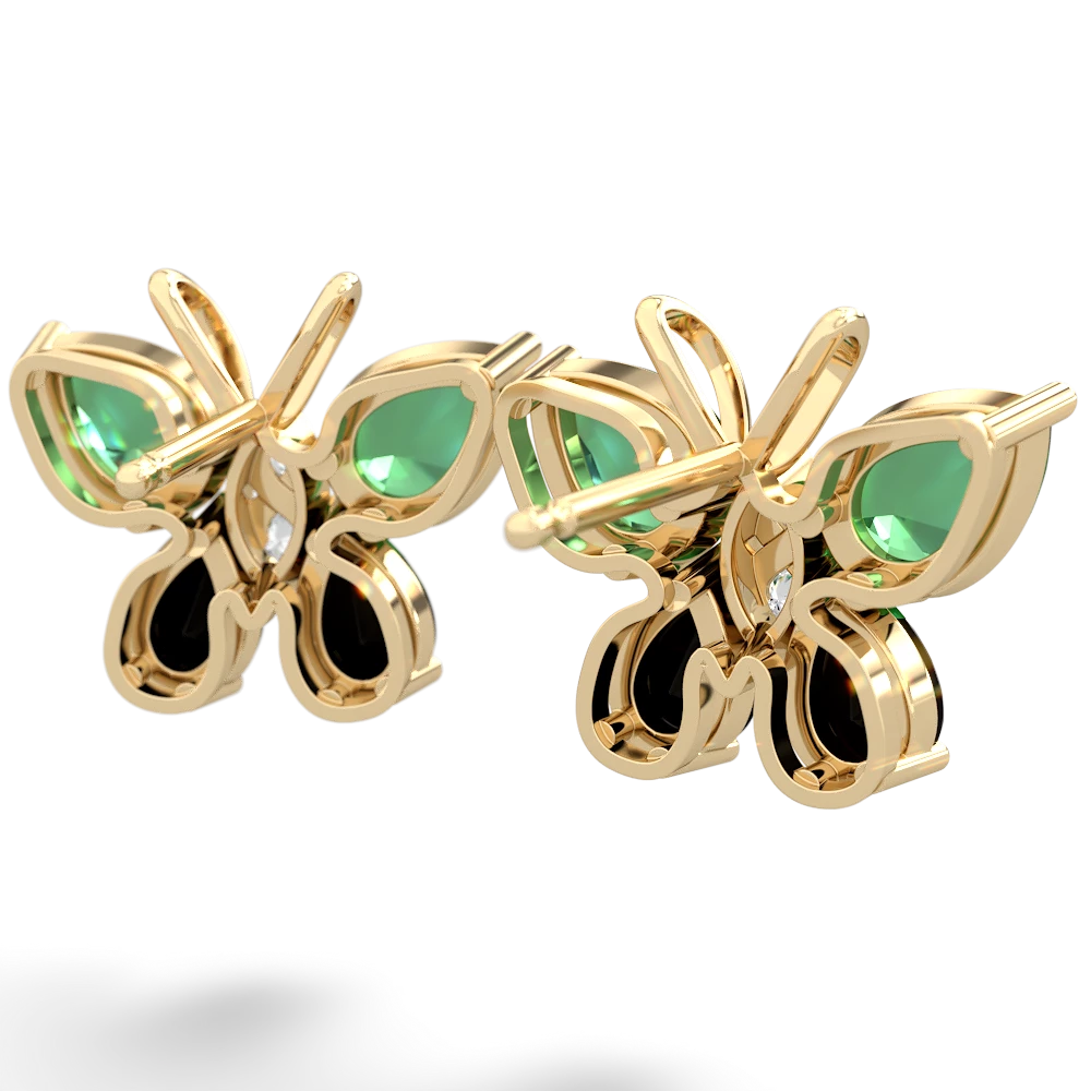 Lab Emerald Butterfly 14K Yellow Gold earrings E2215