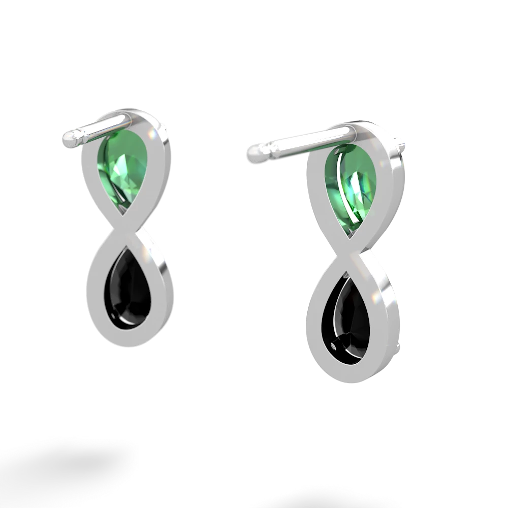 Lab Emerald Infinity 14K White Gold earrings E5050