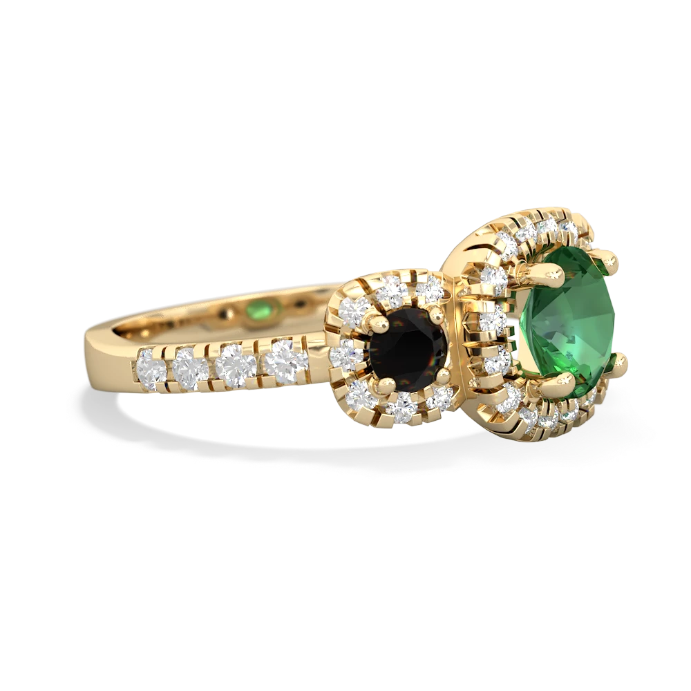 Lab Emerald Regal Halo 14K Yellow Gold ring R5350