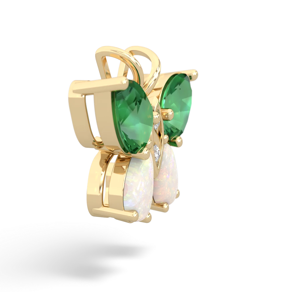 Lab Emerald Butterfly 14K Yellow Gold pendant P2215