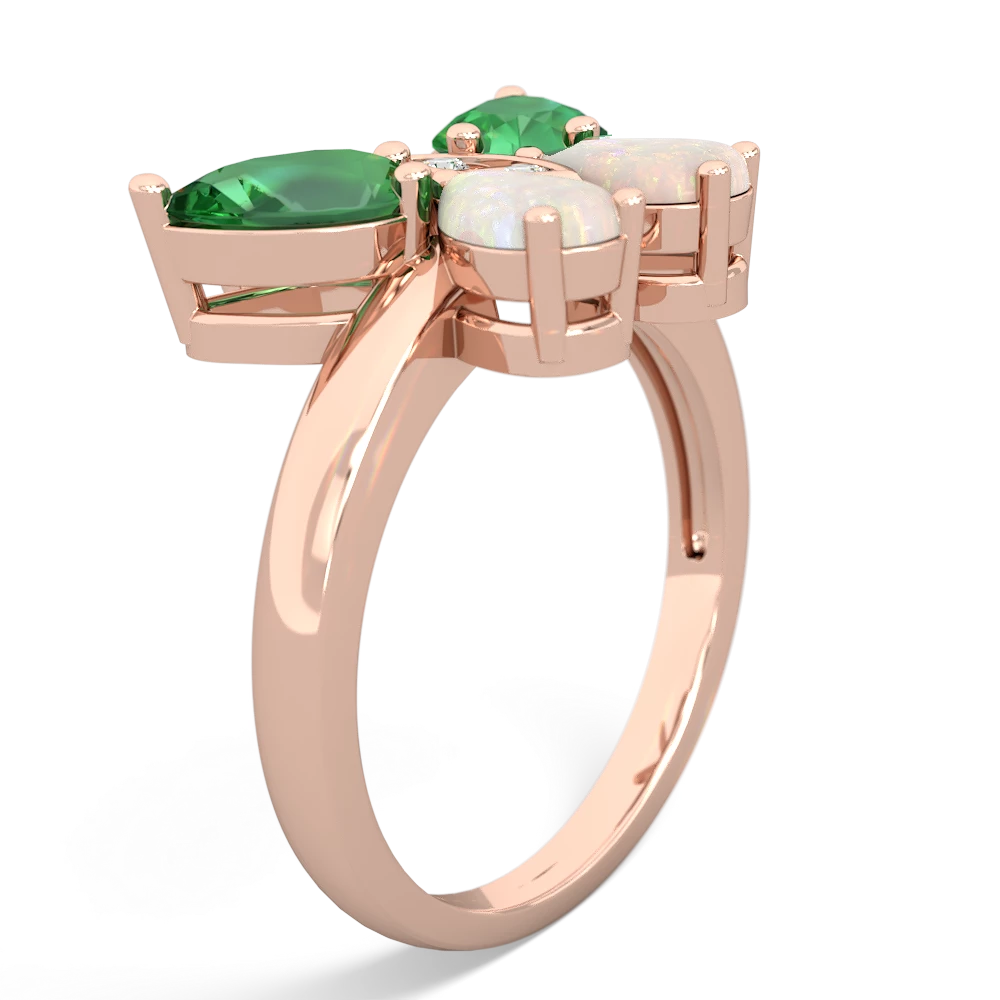 Lab Emerald Butterfly 14K Rose Gold ring R2215