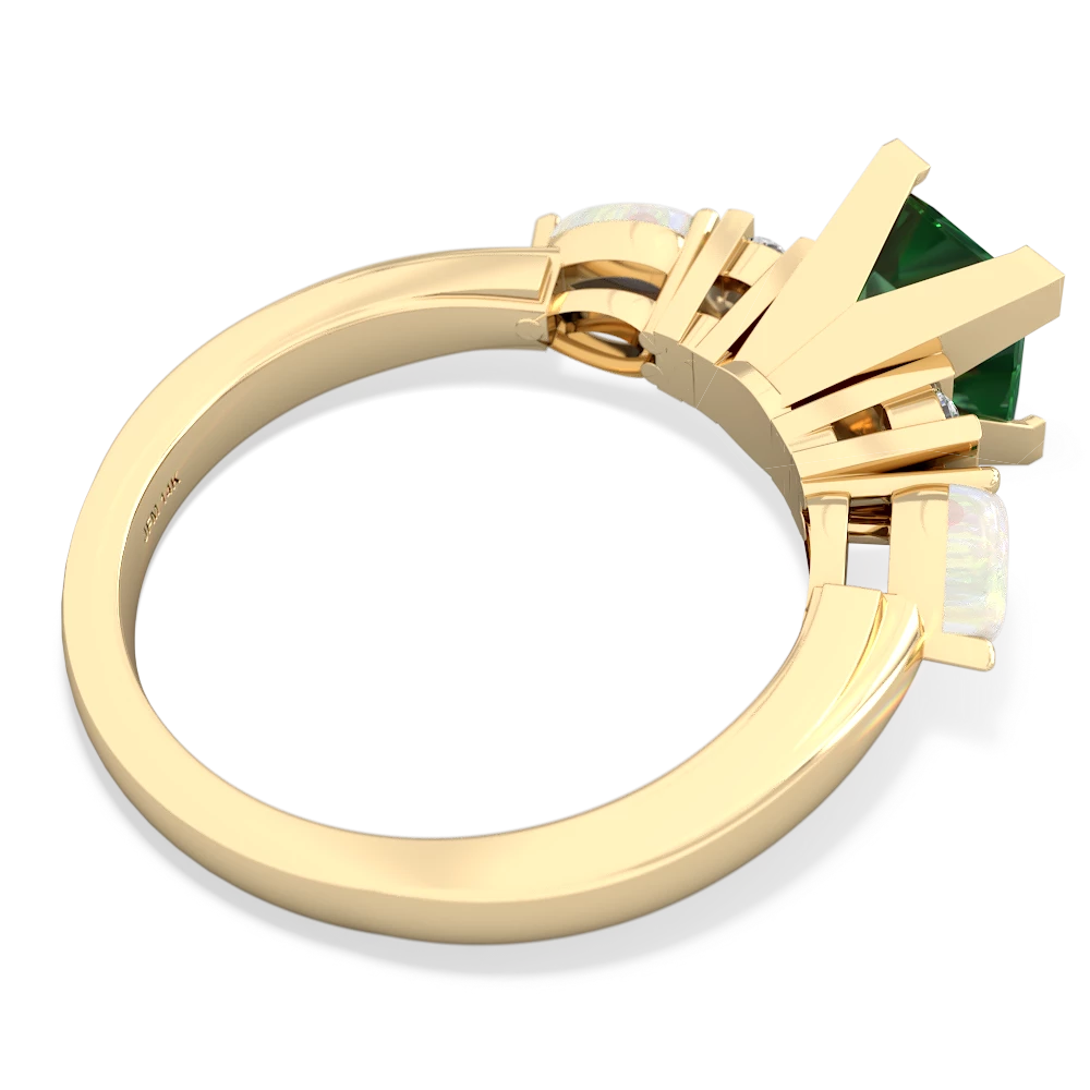 Lab Emerald 6Mm Princess Eternal Embrace Engagement 14K Yellow Gold ring C2002