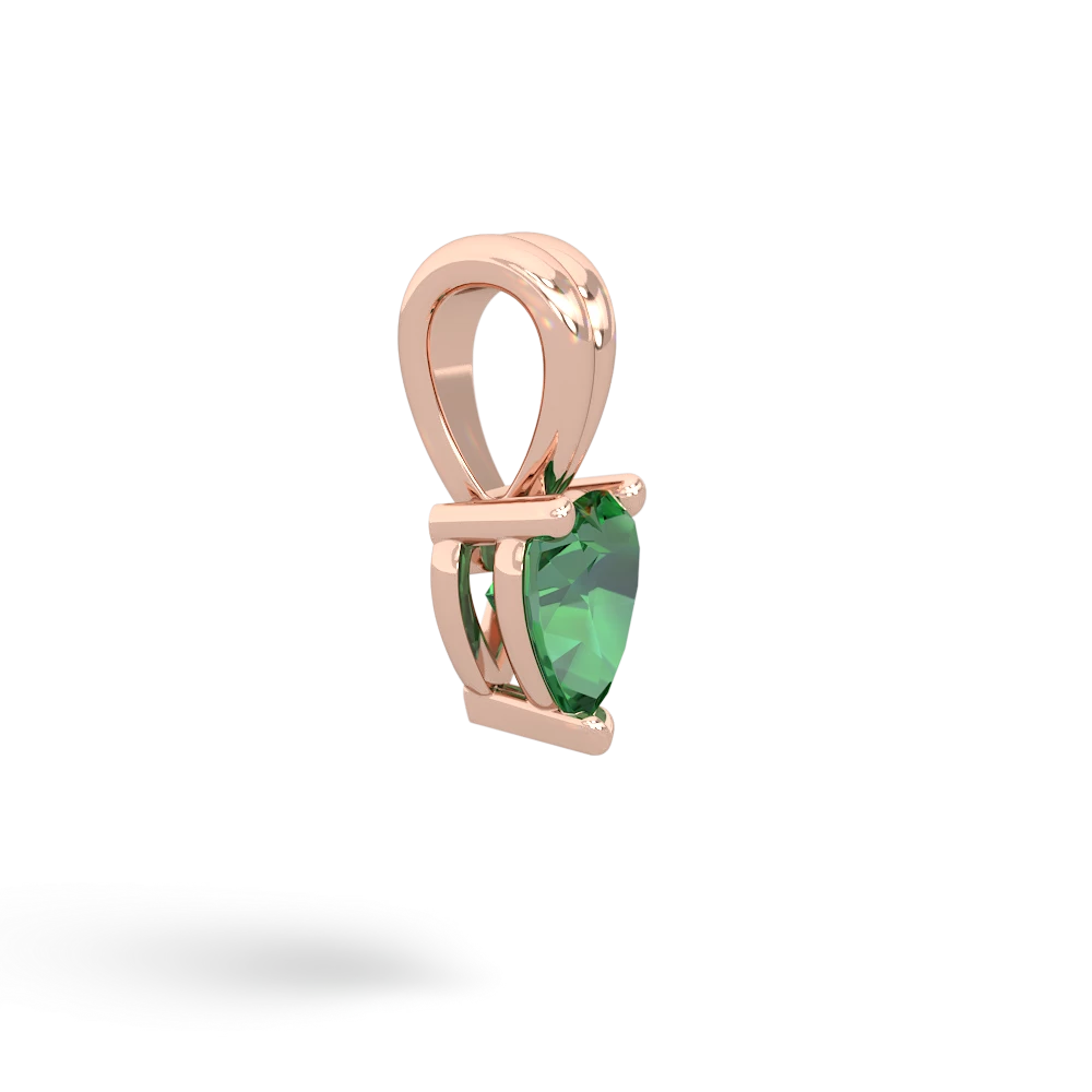 Lab Emerald 5Mm Heart Solitaire 14K Rose Gold pendant P1861