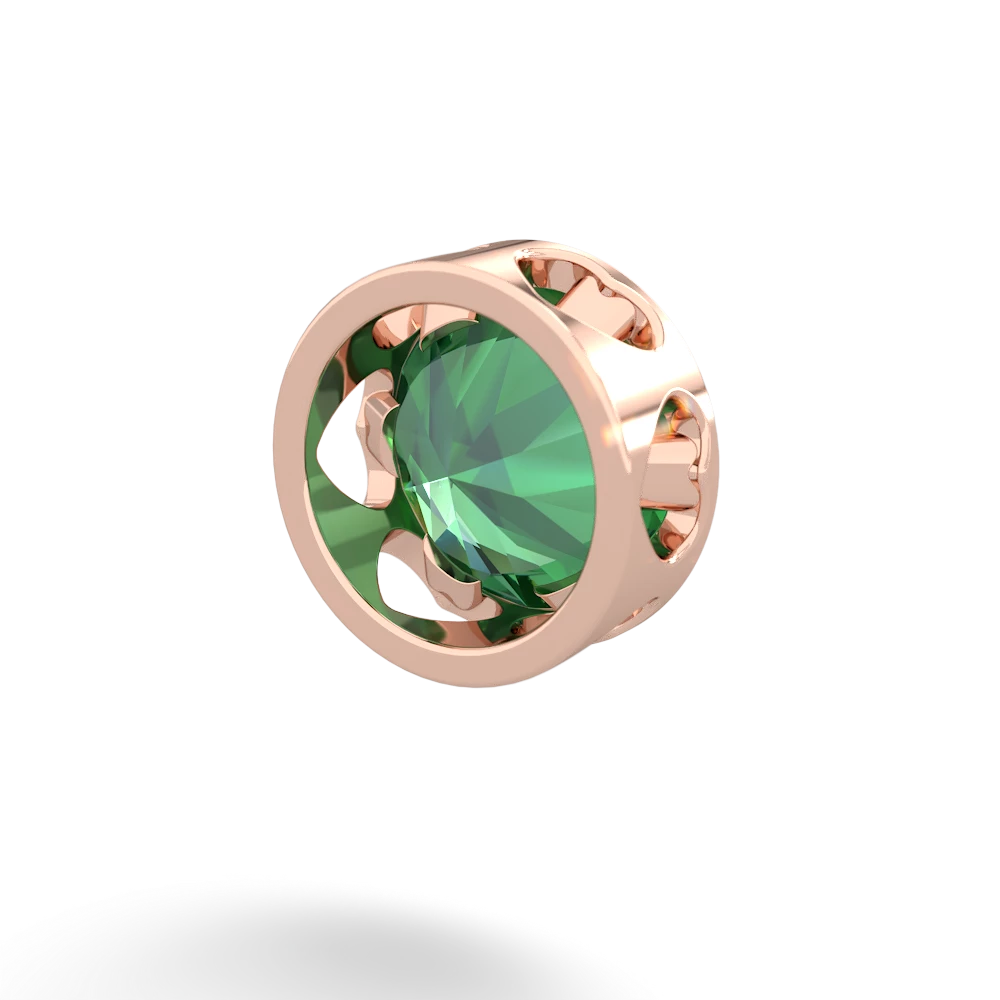 Lab Emerald 8Mm Slide 14K Rose Gold pendant P3788