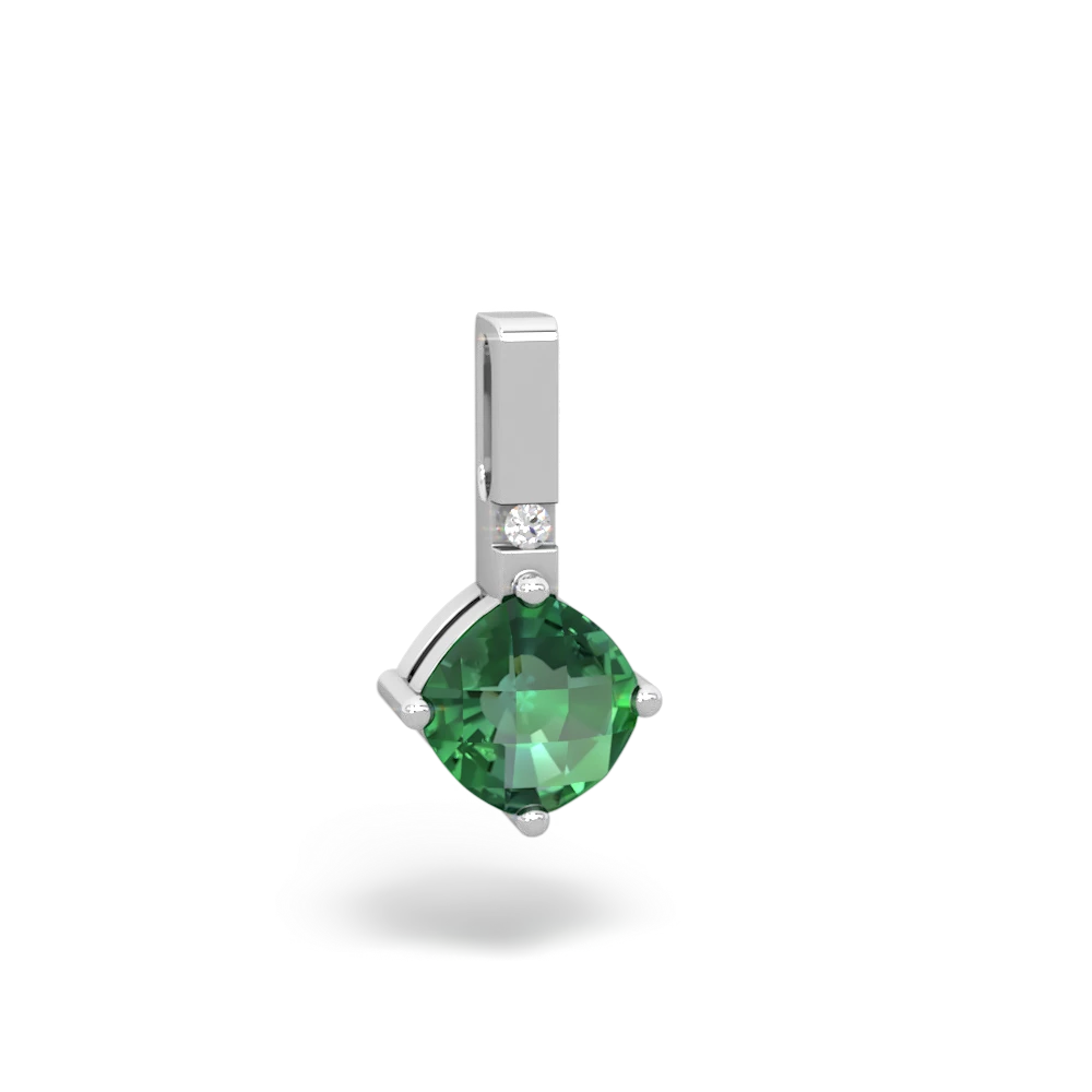 Lab Emerald Simply Elegant 14K White Gold pendant P2489