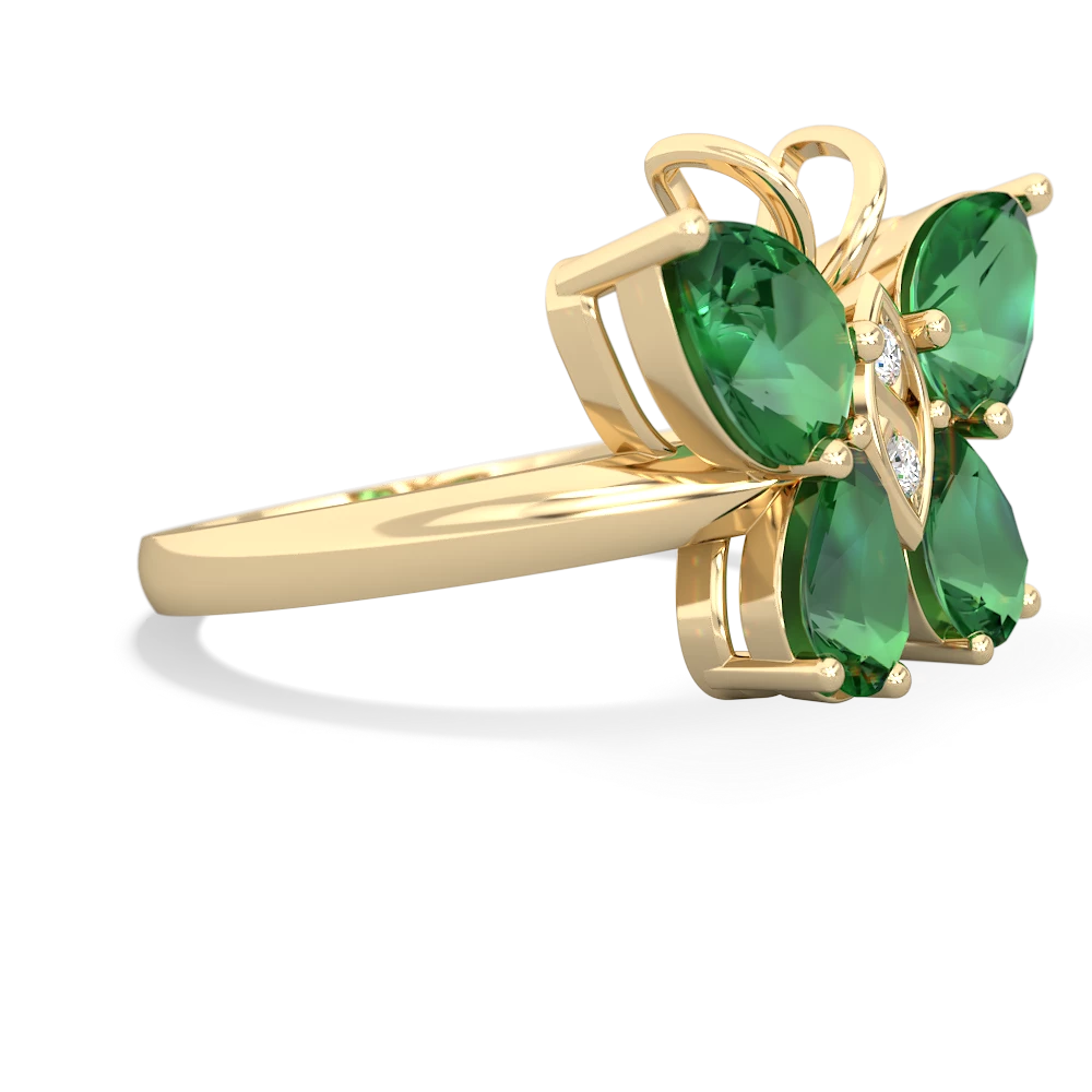 Lab Emerald Butterfly 14K Yellow Gold ring R2215