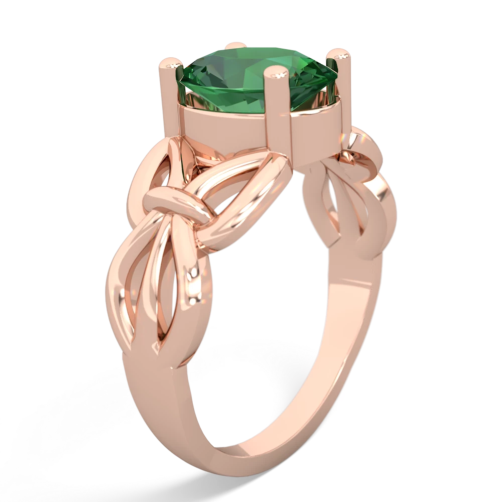 Lab Emerald Celtic Knot Cocktail 14K Rose Gold ring R2377