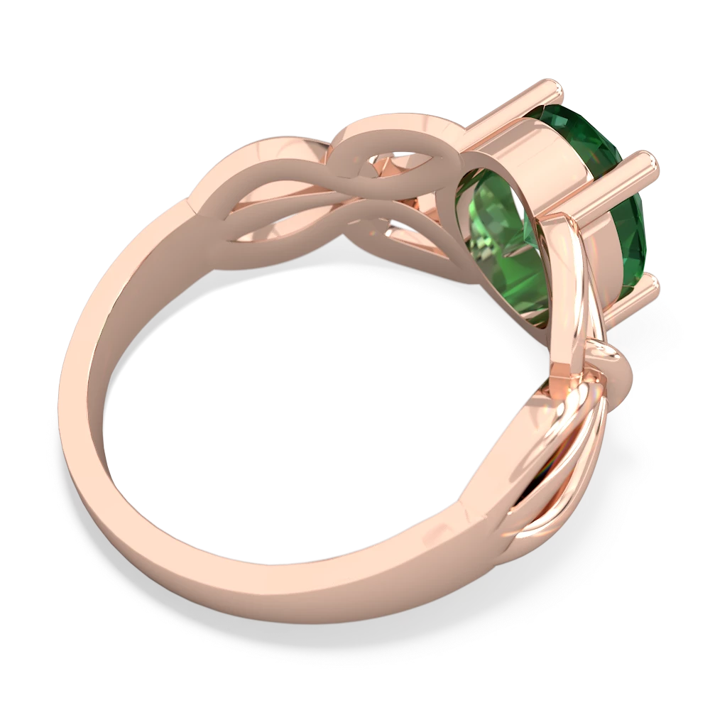 Lab Emerald Celtic Knot Cocktail 14K Rose Gold ring R2377