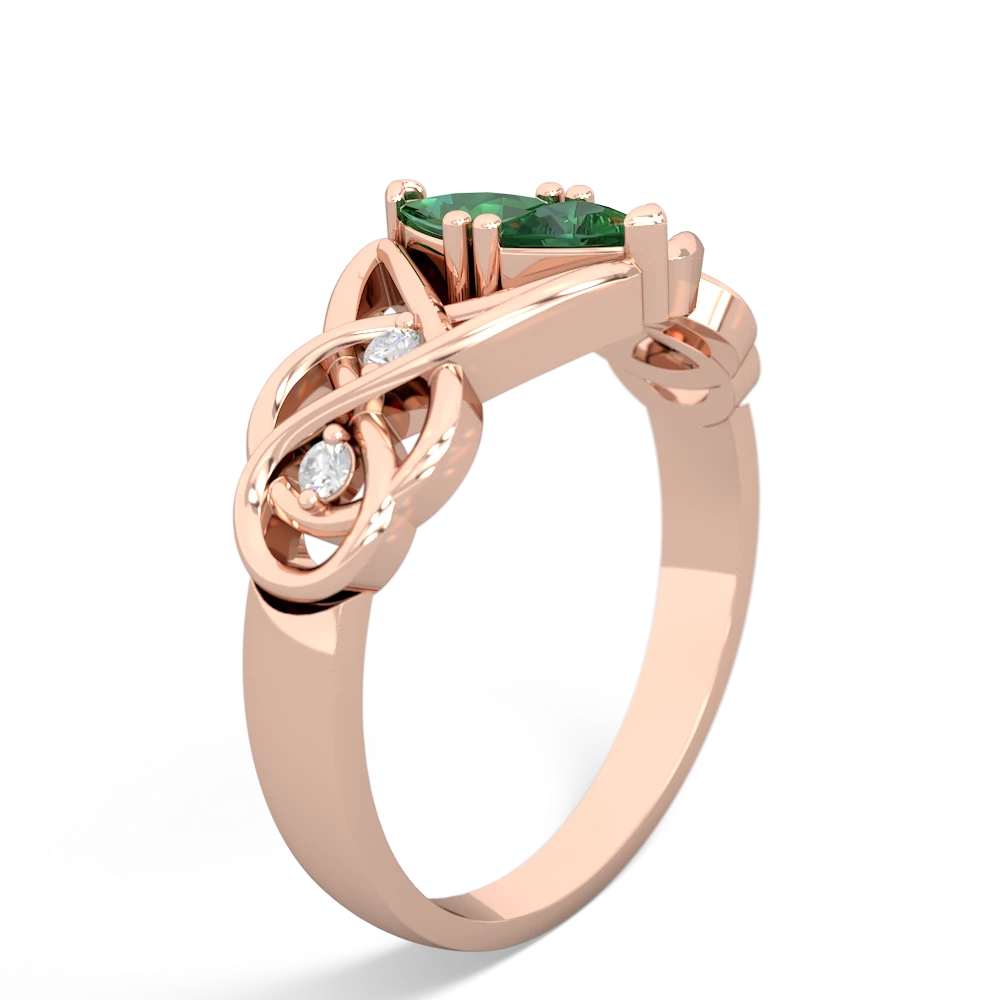 Lab Emerald Keepsake Celtic Knot 14K Rose Gold ring R5300