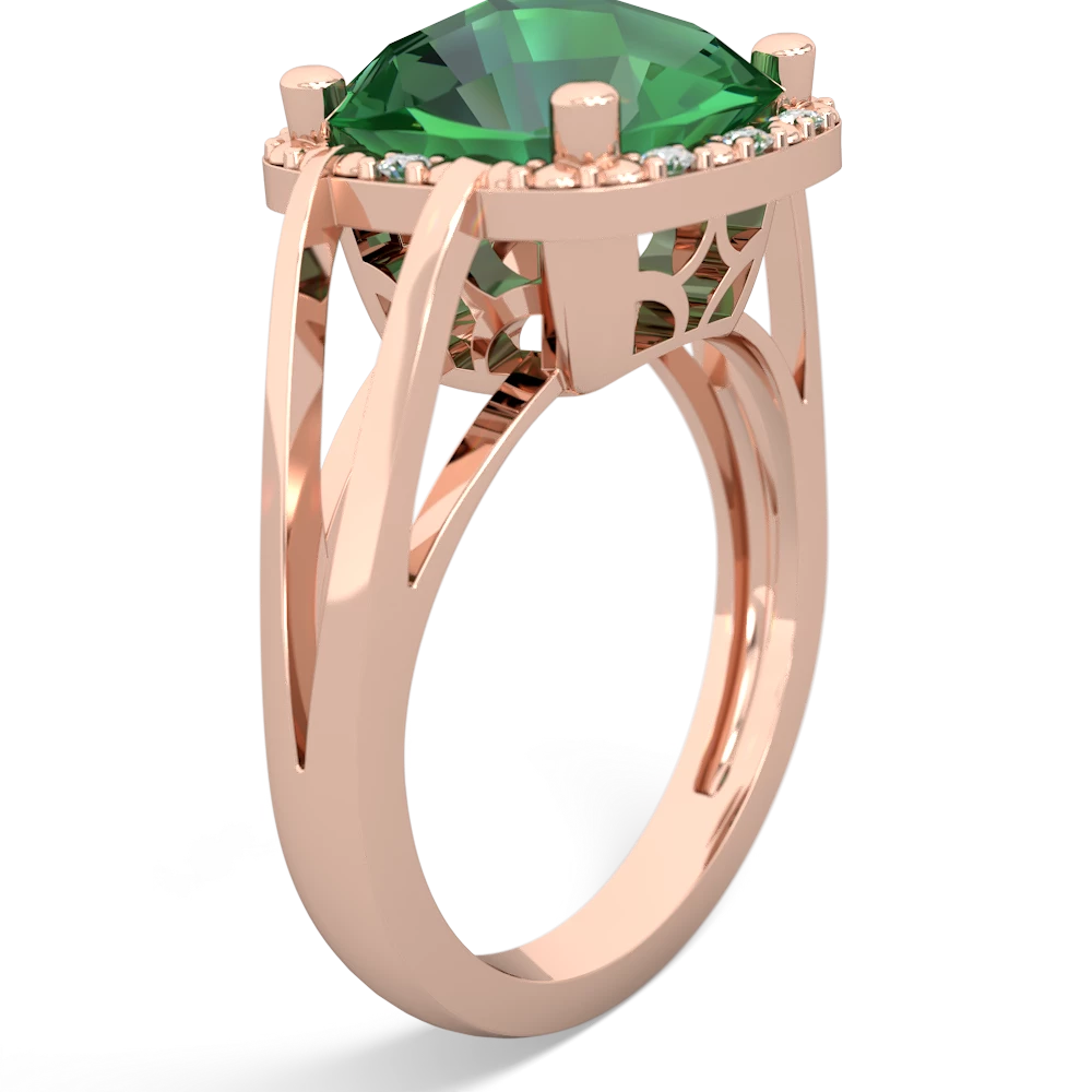 Lab Emerald Art Deco Cocktail 14K Rose Gold ring R2498