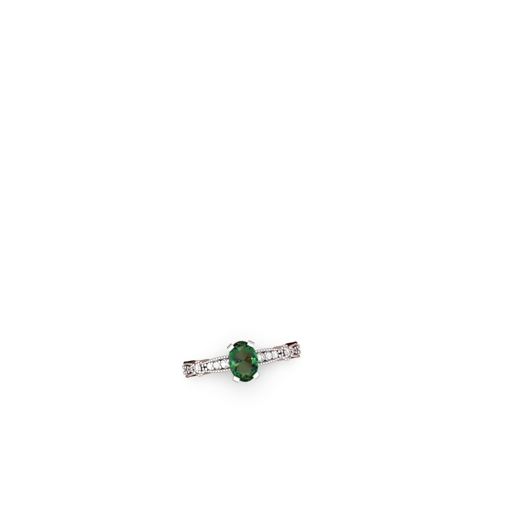 Lab Emerald Sparkling Tiara 7X5mm Oval 14K White Gold ring R26297VL