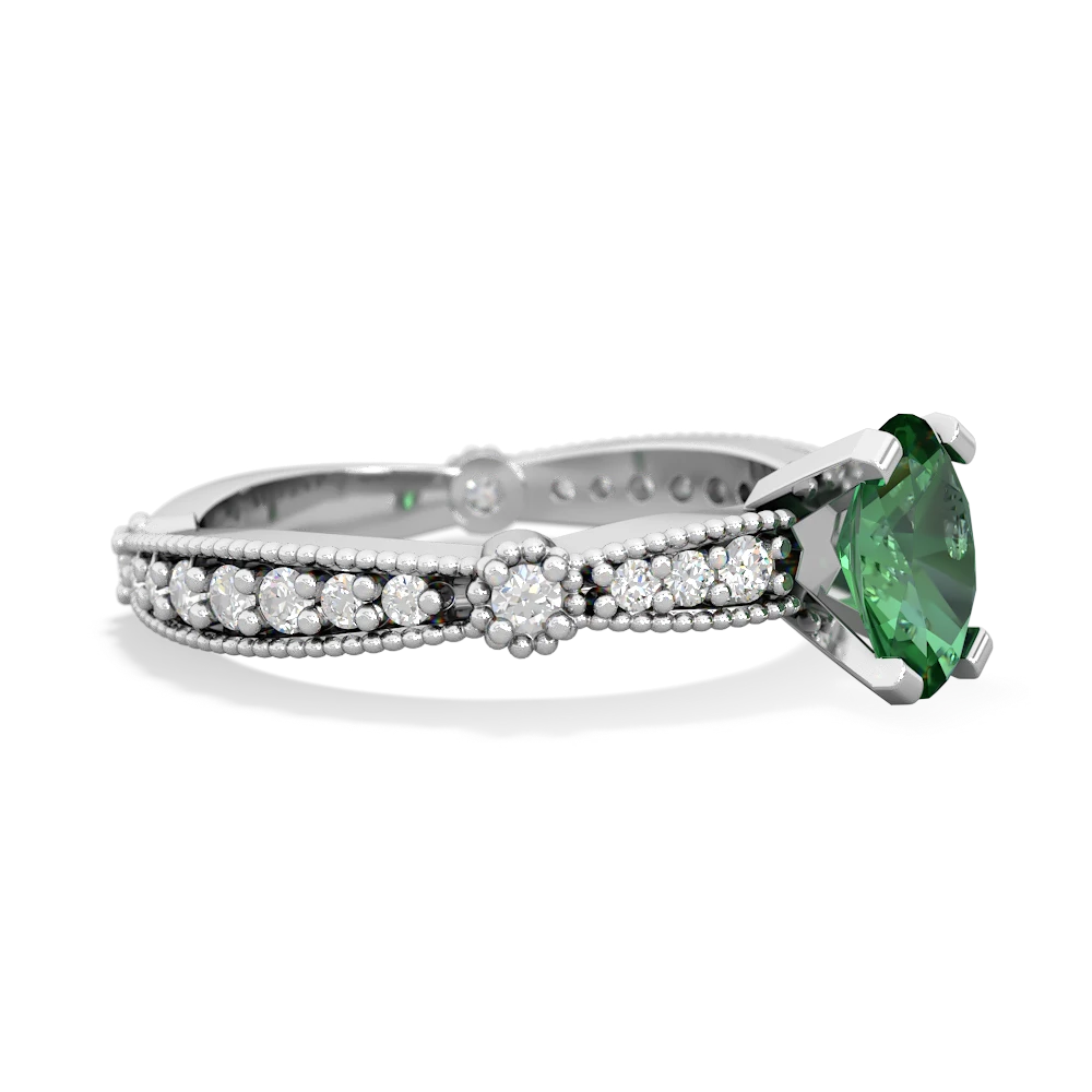 Lab Emerald Sparkling Tiara 7X5mm Oval 14K White Gold ring R26297VL