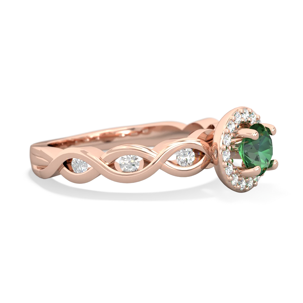 Lab Emerald Infinity Halo Engagement 14K Rose Gold ring R26315RH