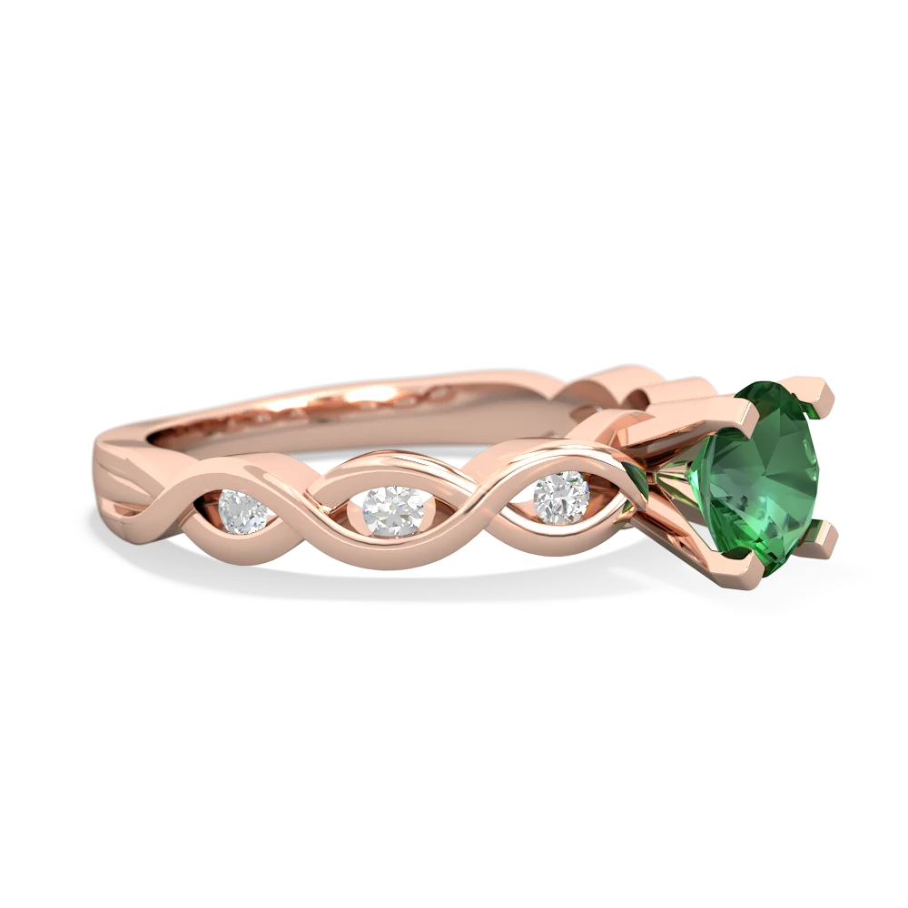 Lab Emerald Infinity 6Mm Round Engagement 14K Rose Gold ring R26316RD