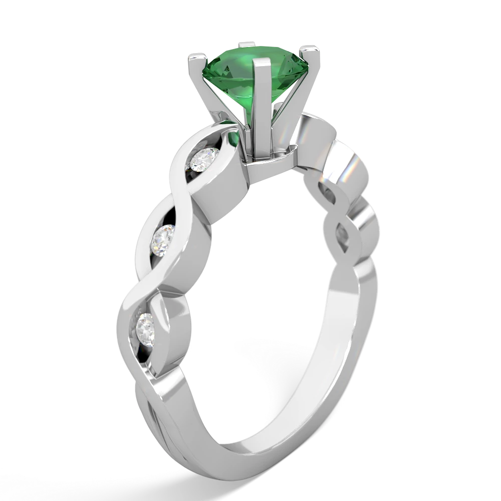 Lab Emerald Infinity 6Mm Round Engagement 14K White Gold ring R26316RD